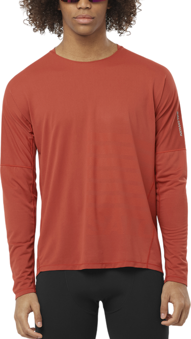 Тениска Salomon Long Sleeve Running T-Shirt Червено | lc2367600, 0