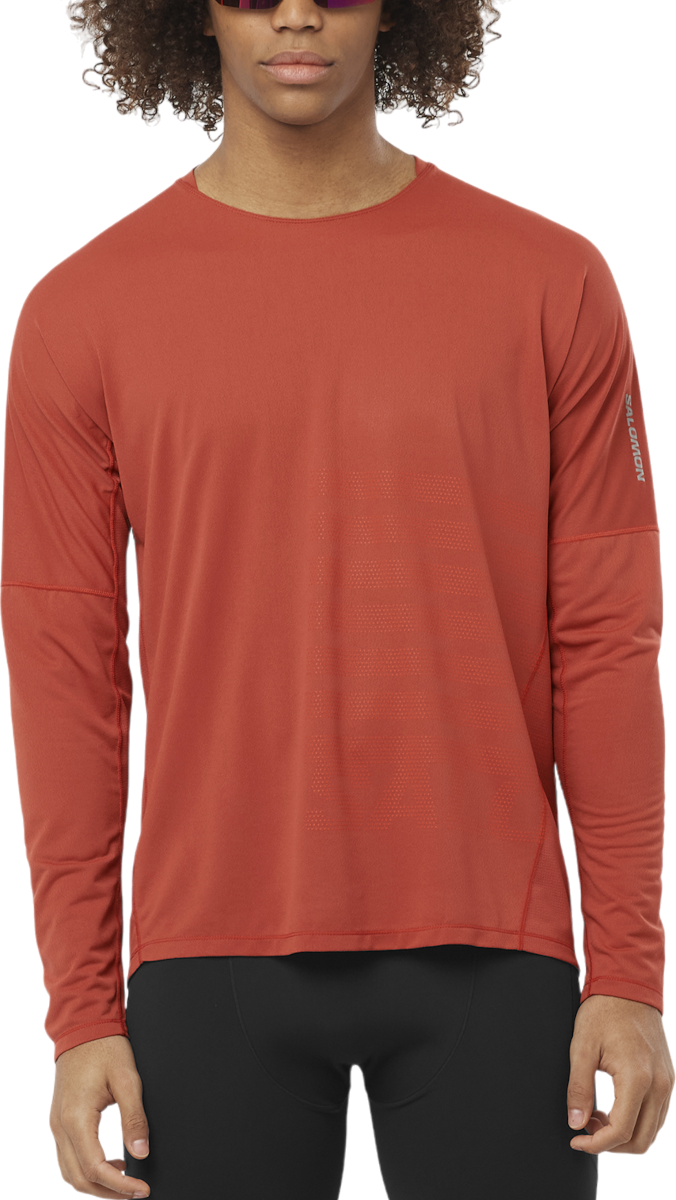 Тениска Salomon Long Sleeve Running T-Shirt Червено | lc2367600