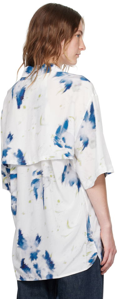 Риза LEMAIRE LEMAIRE Abstract-Print Short-Sleeve Shirt Бяло | SH1101 LF1271, 2