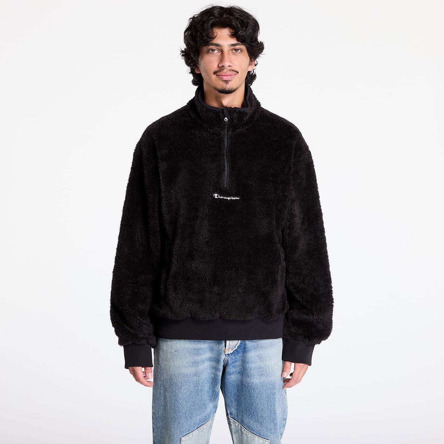 Суитчър Champion Sweatshirt Half Zip Top Black M Черно | 220285 CHA KK001, 0