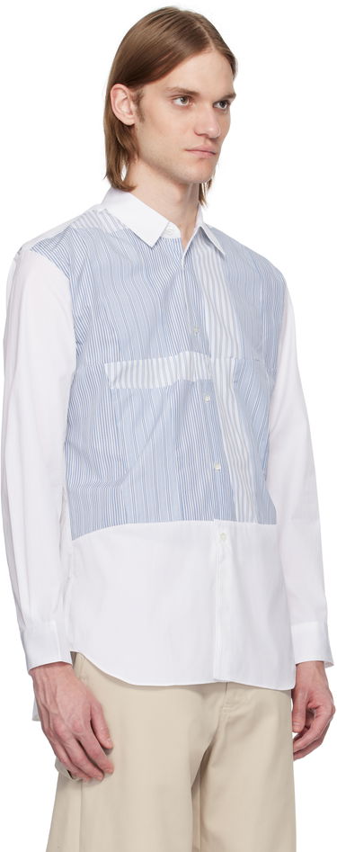 Риза Comme des Garçons Comme des Garçons Yarn Dyed Stripe Poplin Shirt Бяло | FO-B027-051, 1