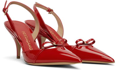 Кецове и обувки FERRAGAMO Ferragamo Gylla Mini Bow Slingback Pump Heels Червено | 781108, 3