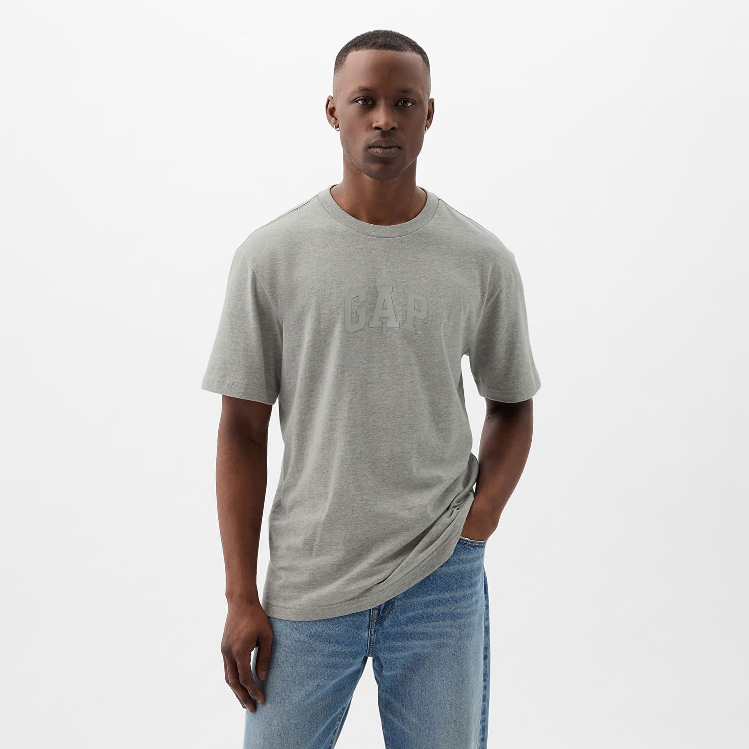 Тениска GAP Logo Tee B10 Grey Heather Сиво | 888270-01, 0