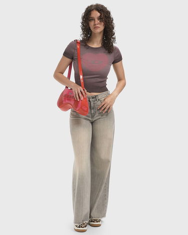 Съкратен топ Diesel Diesel Heart Graphic Crop T-Shirt Кафяво | A12836-0SQAD-7FG, 1