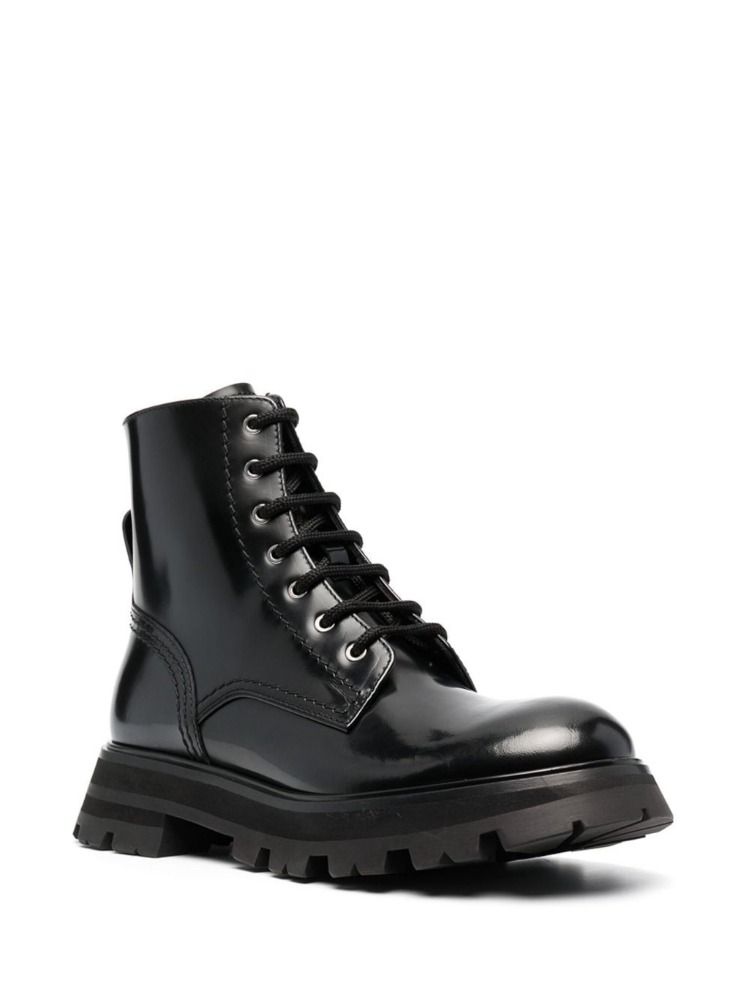 Кецове и обувки Alexander McQueen Lace-up Leather Ankle Boots Черно | 657569WHZ801000, 1