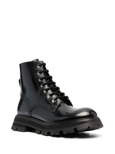 Кецове и обувки Alexander McQueen Lace-up Leather Ankle Boots Черно | 657569WHZ801000, 1