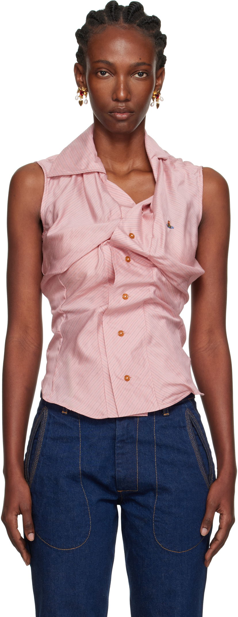 Риза Vivienne Westwood Vivienne Westwood Fancy Drunken Sleeveless Blouse Розово | 15010067-W012L-