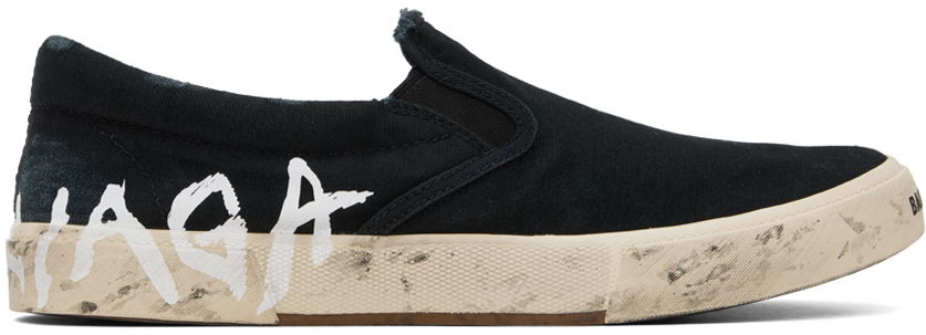 Кецове и обувки Balenciaga Paris Graffiti Slip-On Sneakers Черно | 710297-W3RR5-1099, 0