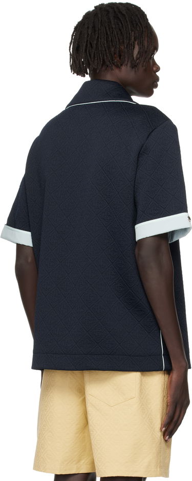 Риза Casablanca Casablanca Jacquard Short Sleeve Shirt Тъмно синьо | MPF25-SH-190-01, 2