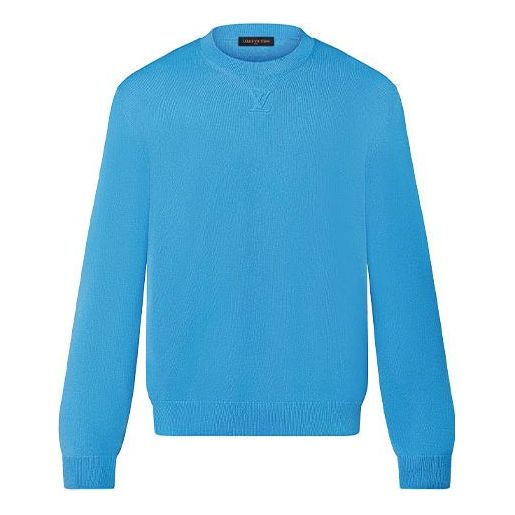Пуловер Louis Vuitton FW21 Embossed Logo Round Neck Sweater Синьо | 1A9FQ1