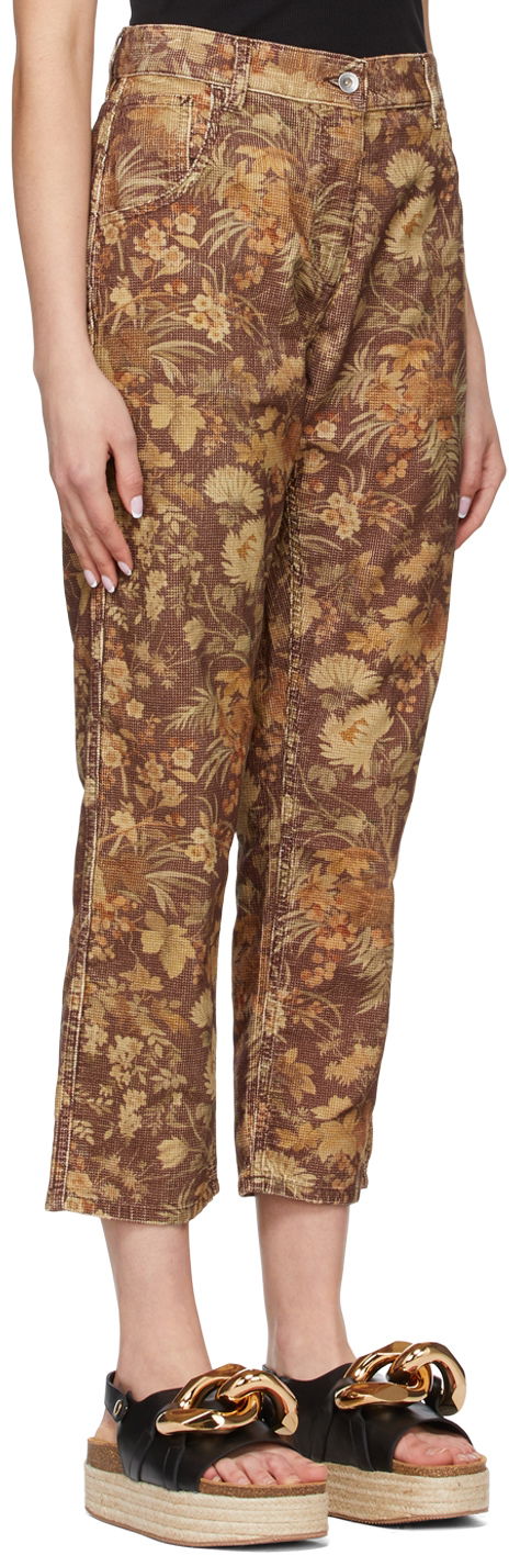 Панталони YMC YMC Floral Print Straight-Leg Jeans Кафяво | Q4SAQ, 1