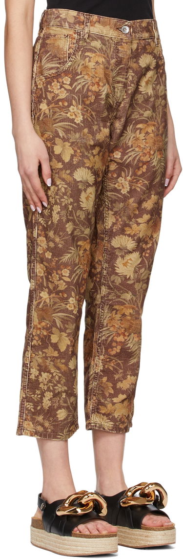 Панталони YMC YMC Floral Print Straight-Leg Jeans Кафяво | Q4SAQ, 1