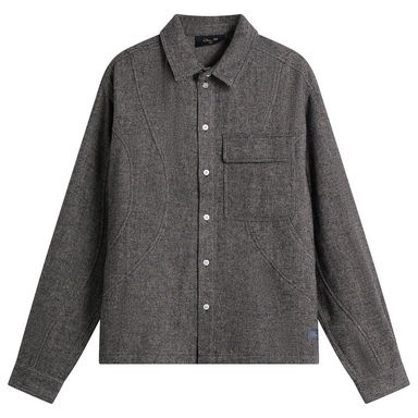 Wool Herringbone Button-Front Overshirt, 0