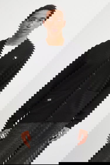 Пуловер AAPE by A Bathing Ape AAPE Now V-Neck Button-Front Cardigan Черно | AAPKNMC356XXP, 0