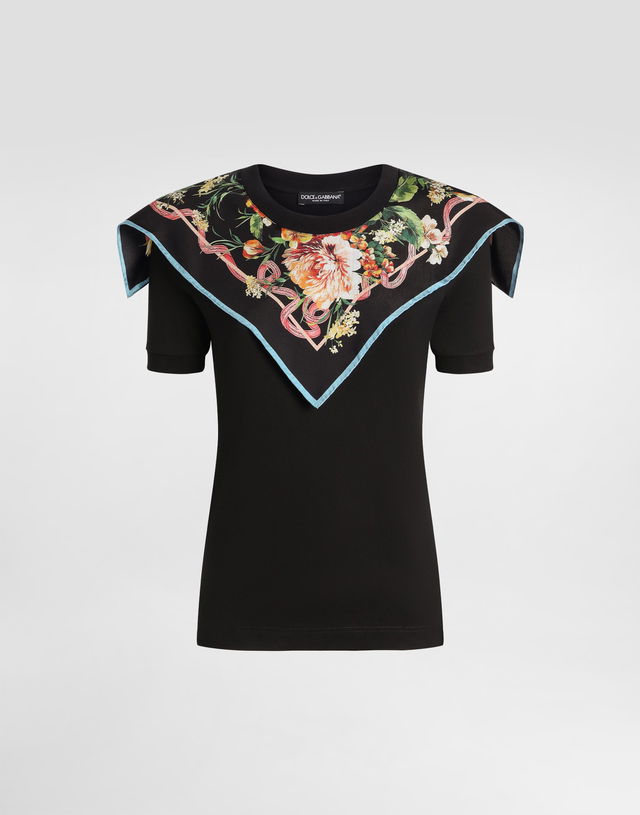 Dolce & Gabbana Short-Sleeved T-Shirt with Floral Foulard