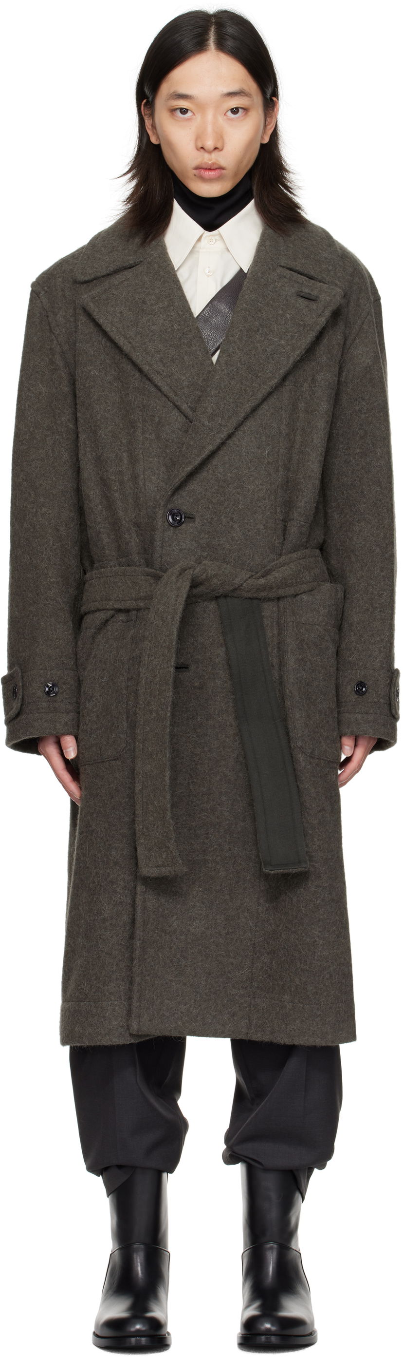 Палта LEMAIRE Lemaire Soft Belted Coat Зелено | CO1135 LF504