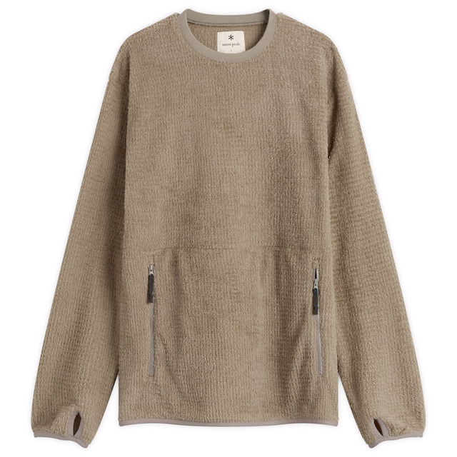 Textured Thermo Control Crew Neck Pullover with Zippered Pockets and Thumbholes