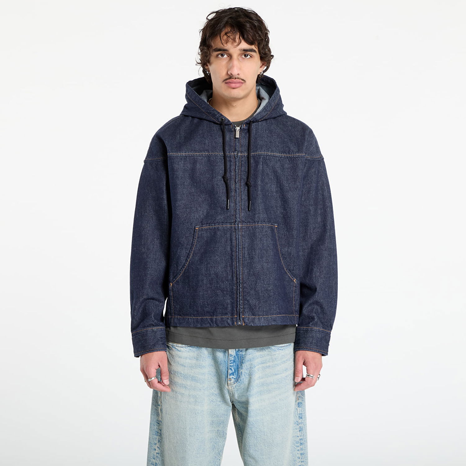 Яке CALVIN KLEIN Calvin Klein Jeans Zip Front Denim Hoodie Синьо | LV04RD715G 59W, 0