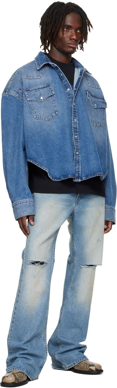 Риза VETEMENTS Vetements Boxy Cropped Denim Shirt Синьо | UH76DS525MB2, 3