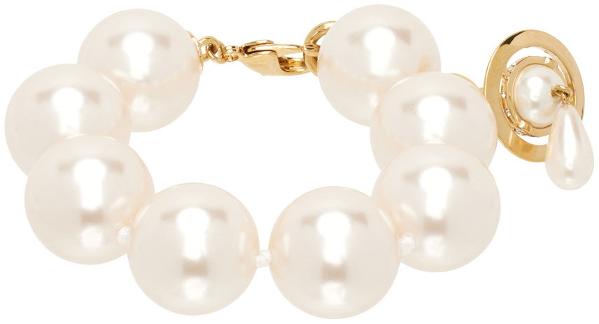 Гривна Vivienne Westwood Giant Pearl Drop Bracelet Бежово | 61030084-02R107-IM, 0