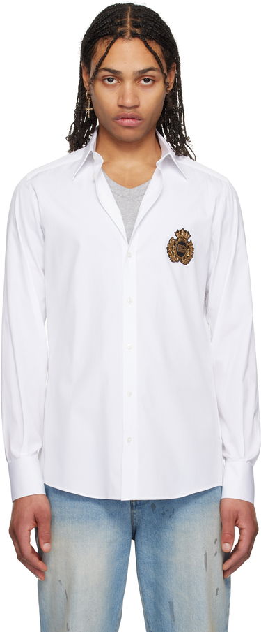 Риза Dolce & Gabbana Dolce&Gabbana Heraldic Patch Cotton Shirt Бяло | G5ML1ZGI757, 0