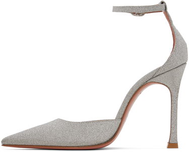 Кецове и обувки Amina Muaddi Glitter Pump Heels Сиво | KIM PUMP SR GLITTER, 2