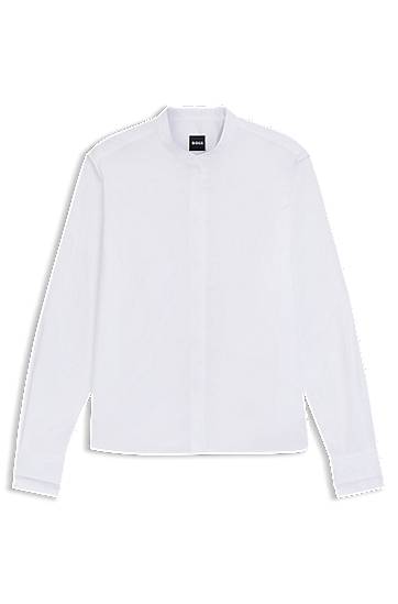 Риза BOSS Regular-Fit Cotton Poplin Blouse with Concealed Placket Бяло | 50543684, 0