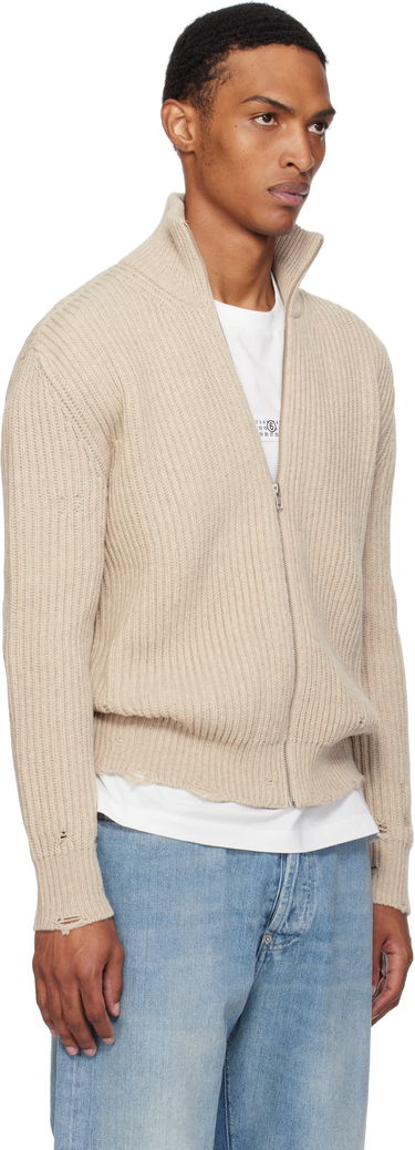 Пуловер Maison Margiela MM6 Maison Margiela Ribbed Knit Zip Sweater Бежово | SH0AM0064 M13138, 1