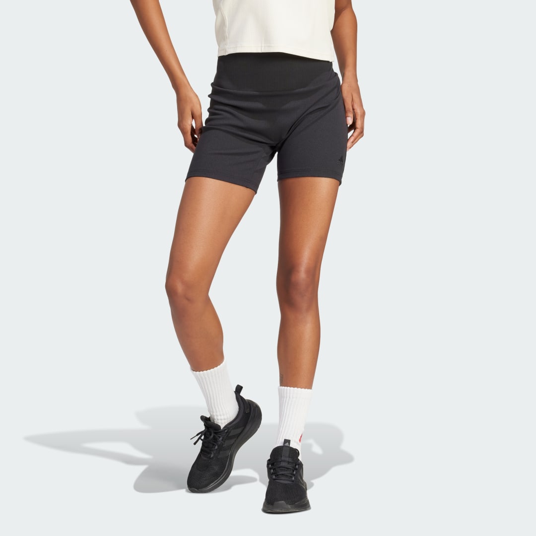 Къси панталони adidas Performance adidas Sportswear Cyklistické Lounge Ribbed High-Waist Черно | IR8786, 0