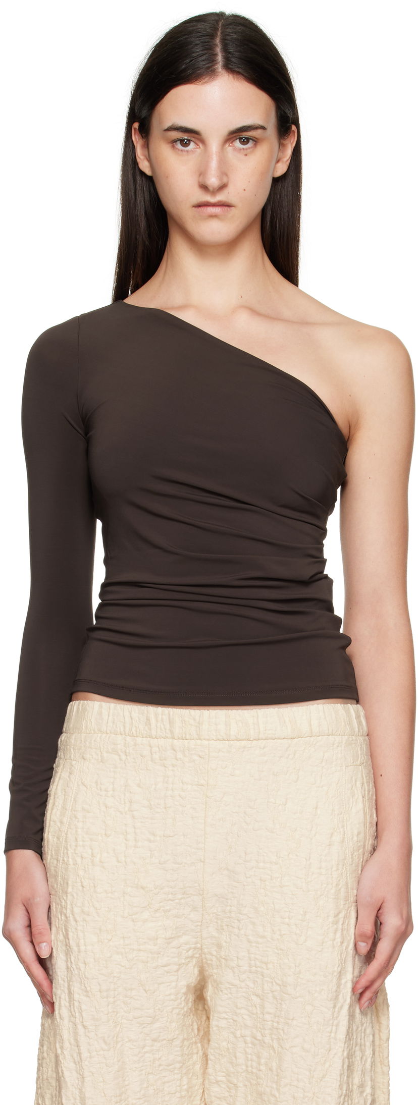 Потник Max Mara Max Mara Spluga One-Shoulder Top Кафяво | 2511941012600