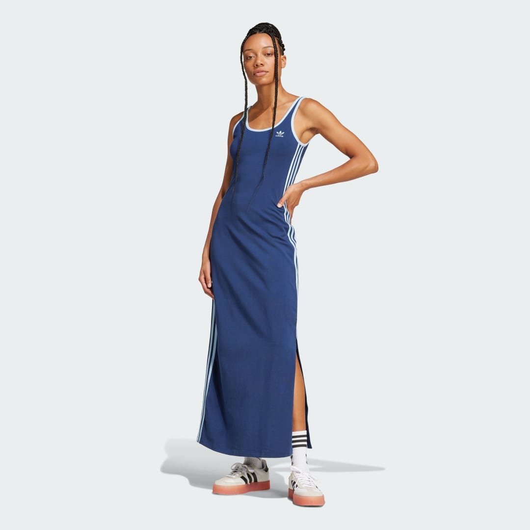 Pокля adidas Performance 3-Stripes Maxi Tank Dress Синьо | JD4618, 0