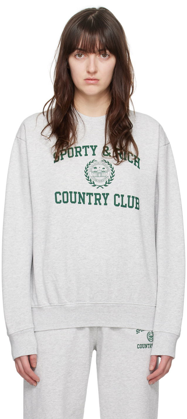 Суитчър Sporty & Rich Varsity Crest Sweatshirt Сиво | CRAW2319HG