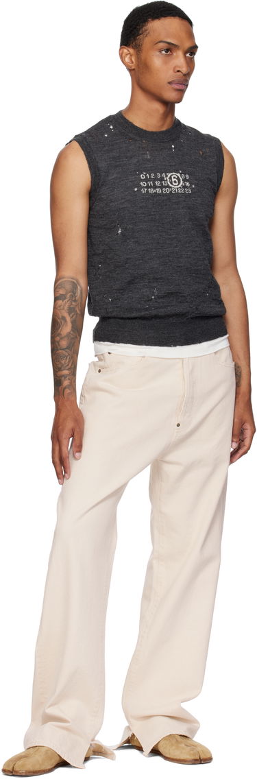 Пуловер Maison Margiela MM6 Maison Margiela Wool Distressed Sweater Vest Сиво | SH0FB0017 M13134, 3