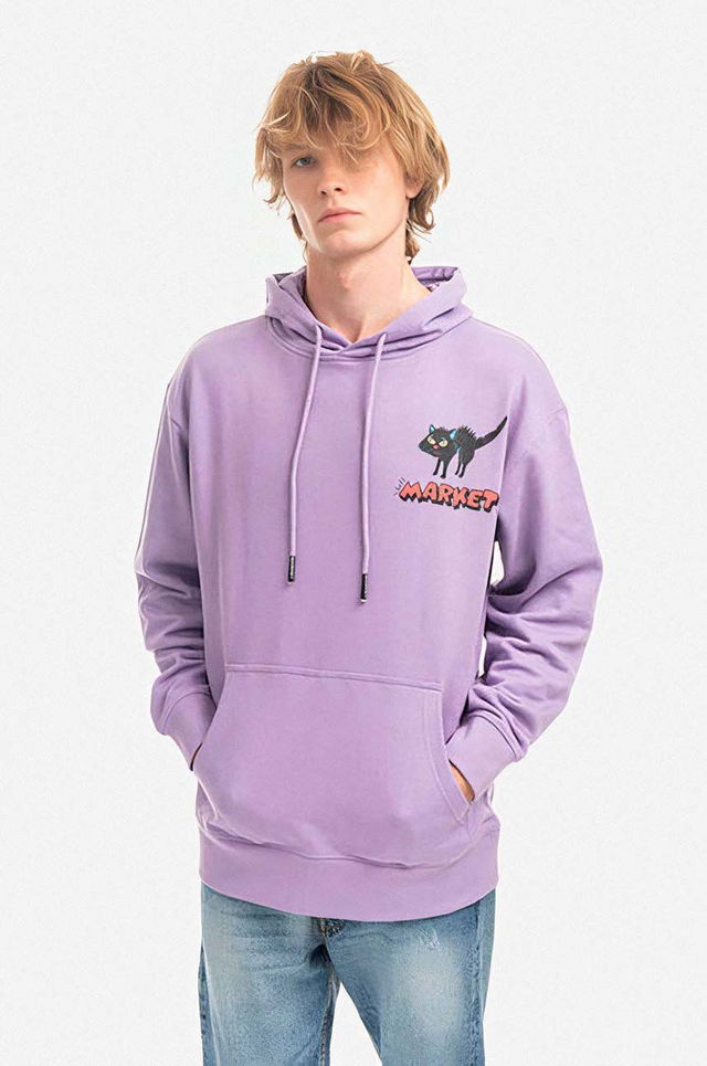 Purple Printed Hoodie With Hood