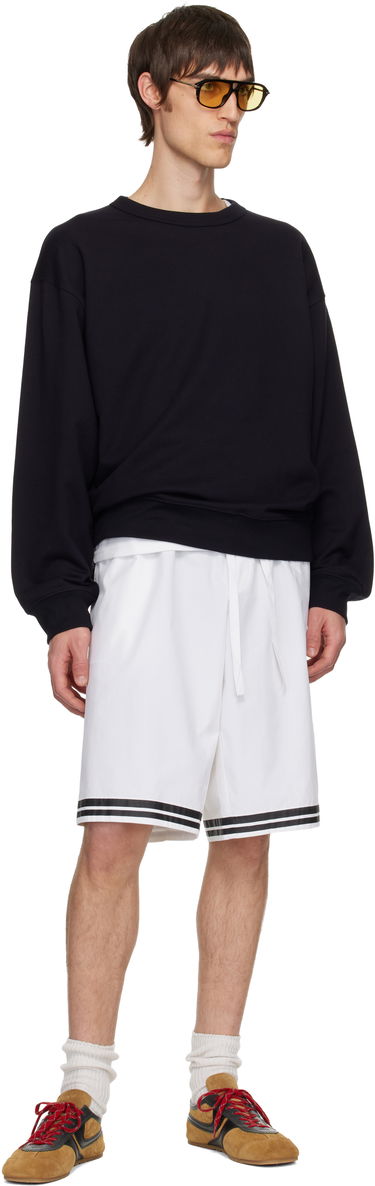 Къси панталони Dolce & Gabbana Cotton Poplin Striped Drawstring Shorts with Embroidered Logo Бяло | GP05GZFI5IH, 4