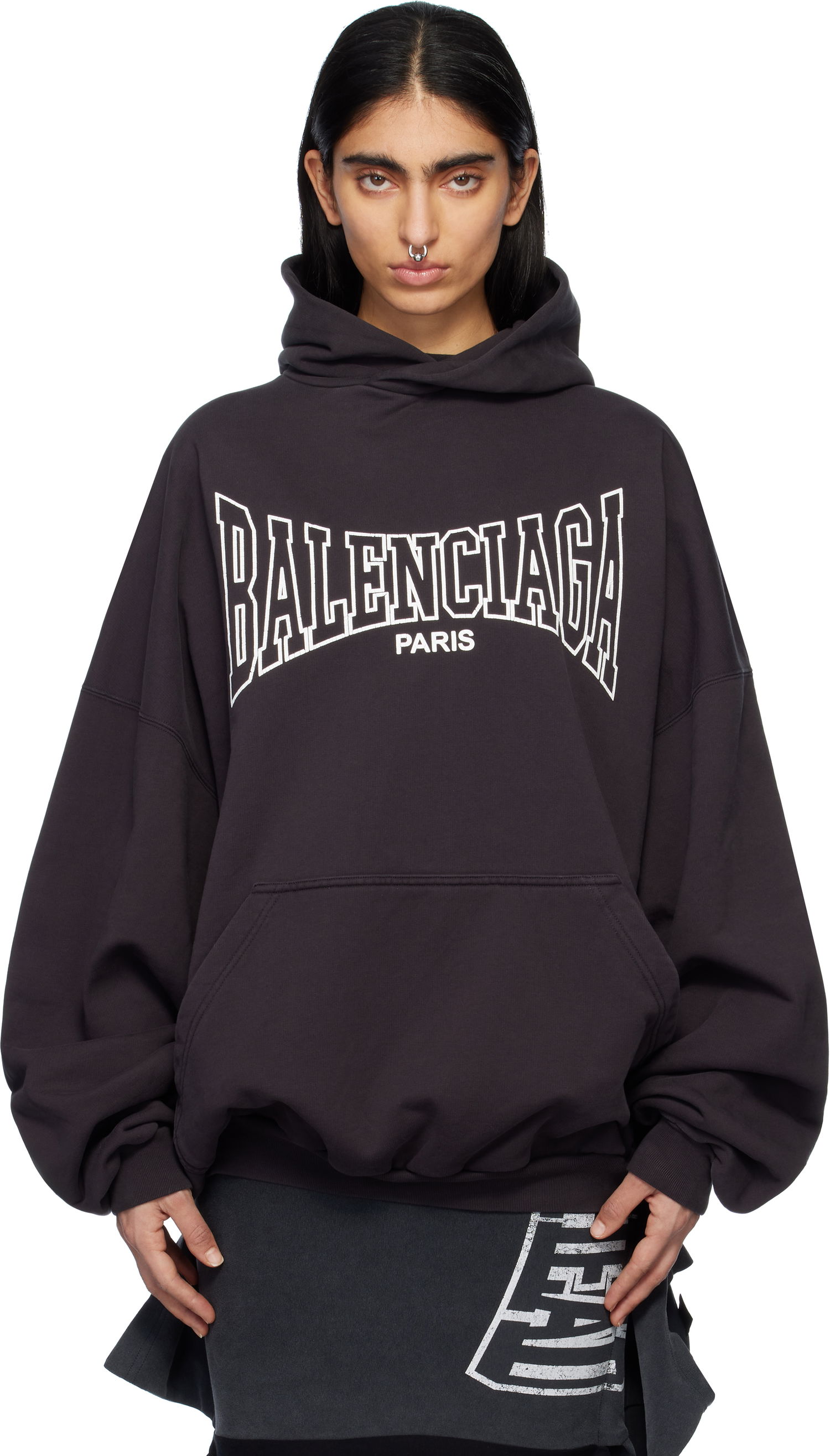 Суитчър Balenciaga Boxing Large Fit Hoodie Черно | 803265 TRVH6, 0