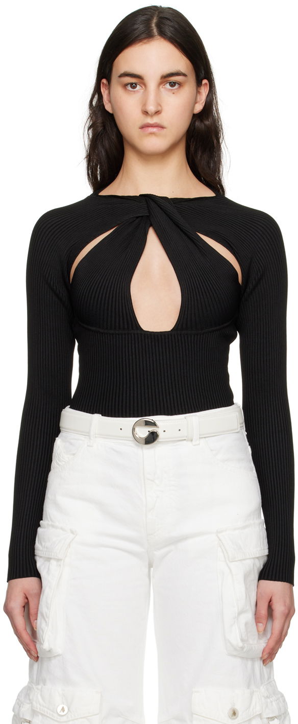 боди Coperni Coperni Twisted Cutout Long Sleeve Top Черно | COPML38600, 0