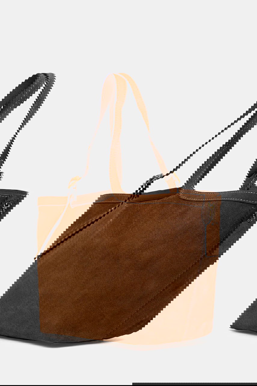Голяма пазарска чанта Coach Coach Suede Tote Bag Кафяво | CBN47, 1