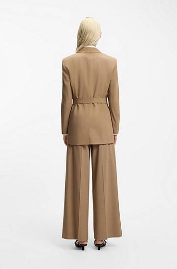 Яке BOSS Regular-fit belted blazer in stretch melange fabric Бежово | 50554029, 1