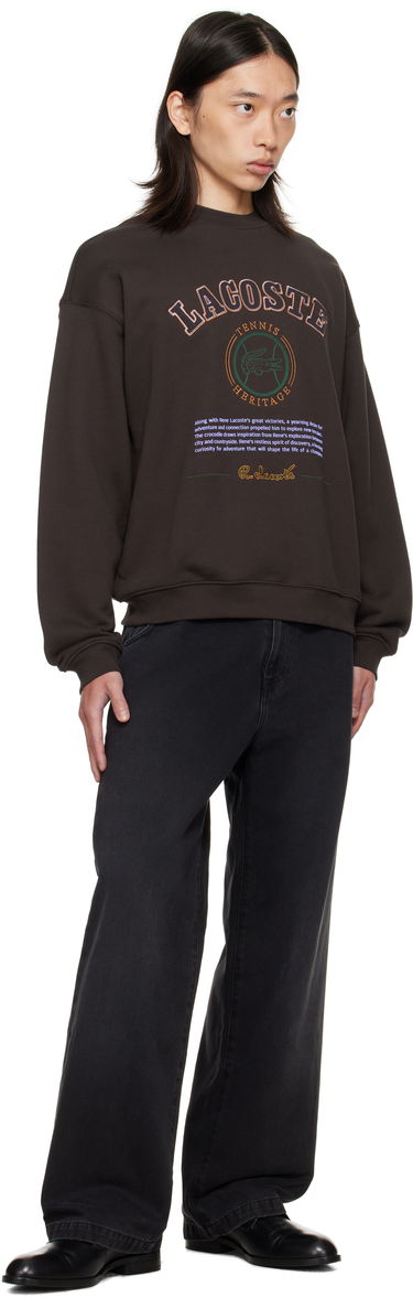 Суитчър Lacoste Embroidery Fleece Heritage Sweatshirt Кафяво | SH5888_SKB, 3