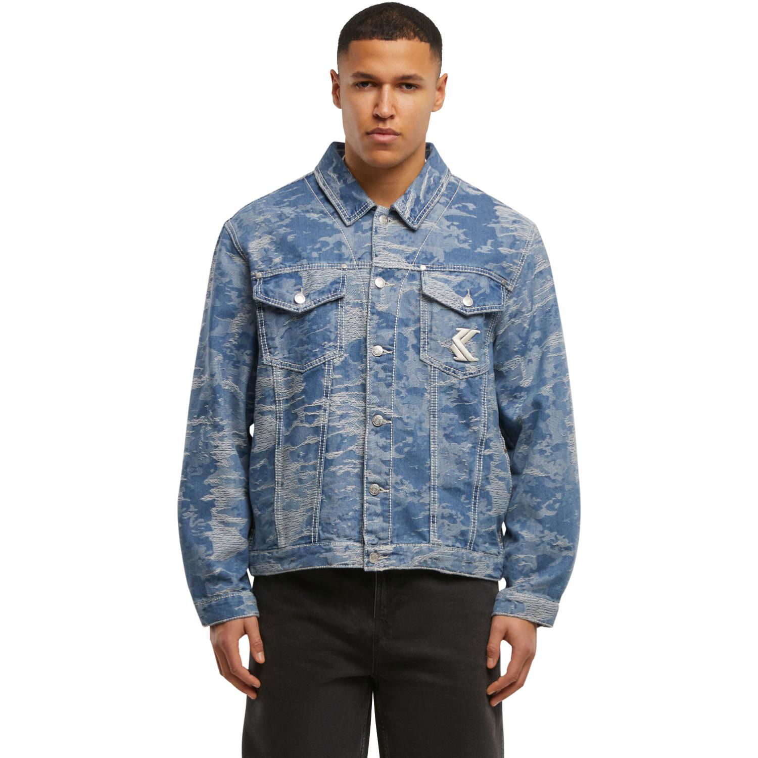 Яке Karl Kani Og K Distress Camo Os Denim Jacket M Синьо | 60710032, 0