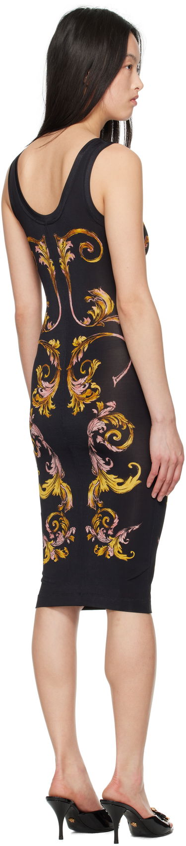 Pокля Versace Versace Jeans Couture Outline Barocco Slip Midi Dress Черно | E78HAO9P6_EJS473, 2