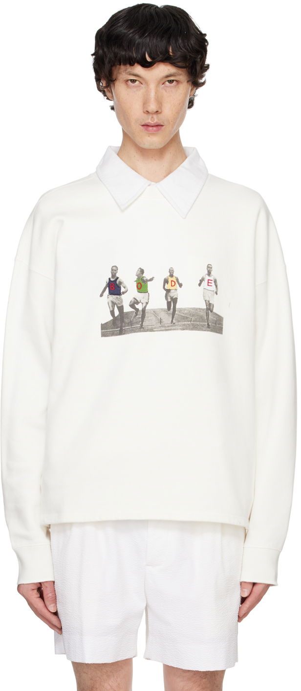 Суитчър Bode Sweatshirt Finish Line Бяло | MRF24CS053