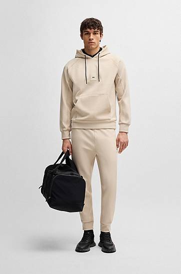 Суитчър BOSS Stretch Cotton-Blend Hoodie Бежово | 50537215, 1