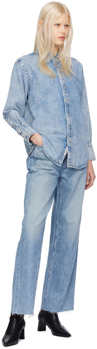 Риза rag & bone Diana Featherweight Denim Shirt Синьо | WDD23H1423FTMI, 3