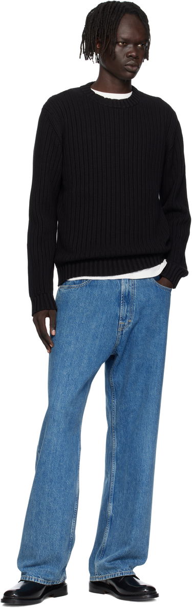 Пуловер BOSS Hugo Embroidered-Logo Ribbed Knit Sweater Черно | 50546863, 3