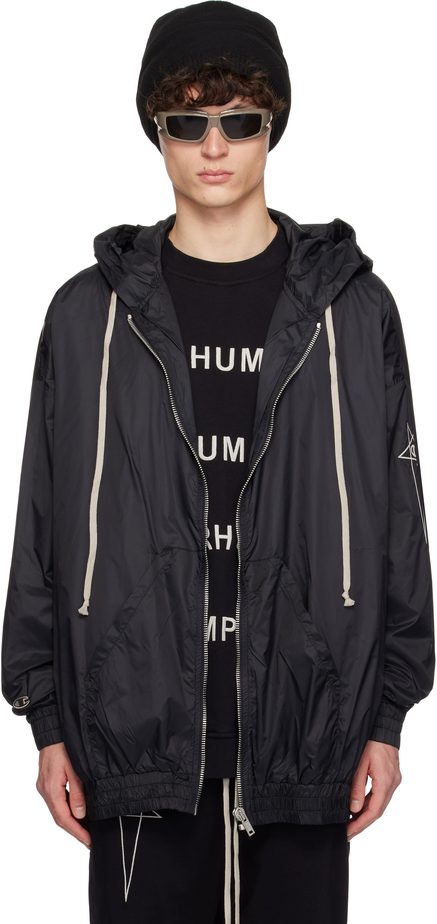 Ветровка Rick Owens Rick Owens Champion Edition Jumbo Jason's Hoodie Черно | CM01E1661 CHNY NYLON, 0