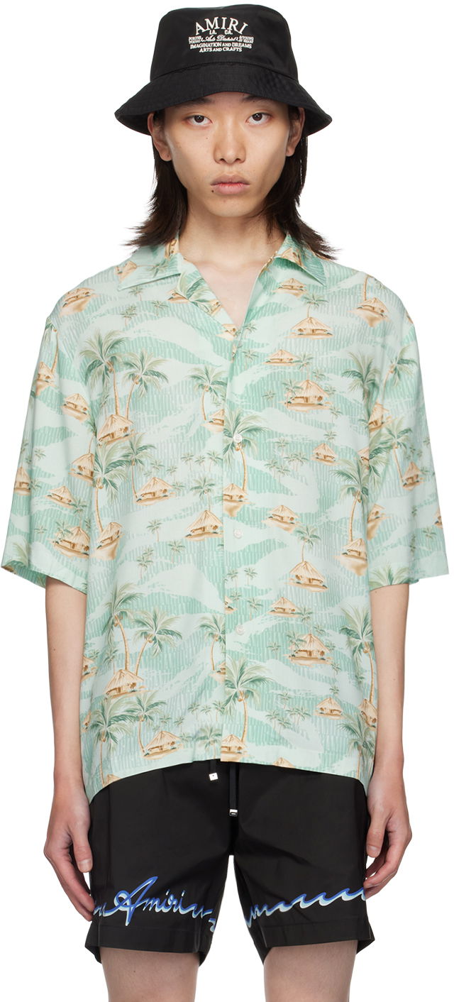 Риза AMIRI Repeat Palm Print Shirt Зелено | AMSTBW1014