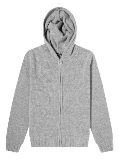 Суитчър Palm Angels Curved Logo Zip Hooded Knit Сиво | PMHA045F21KNI0010901