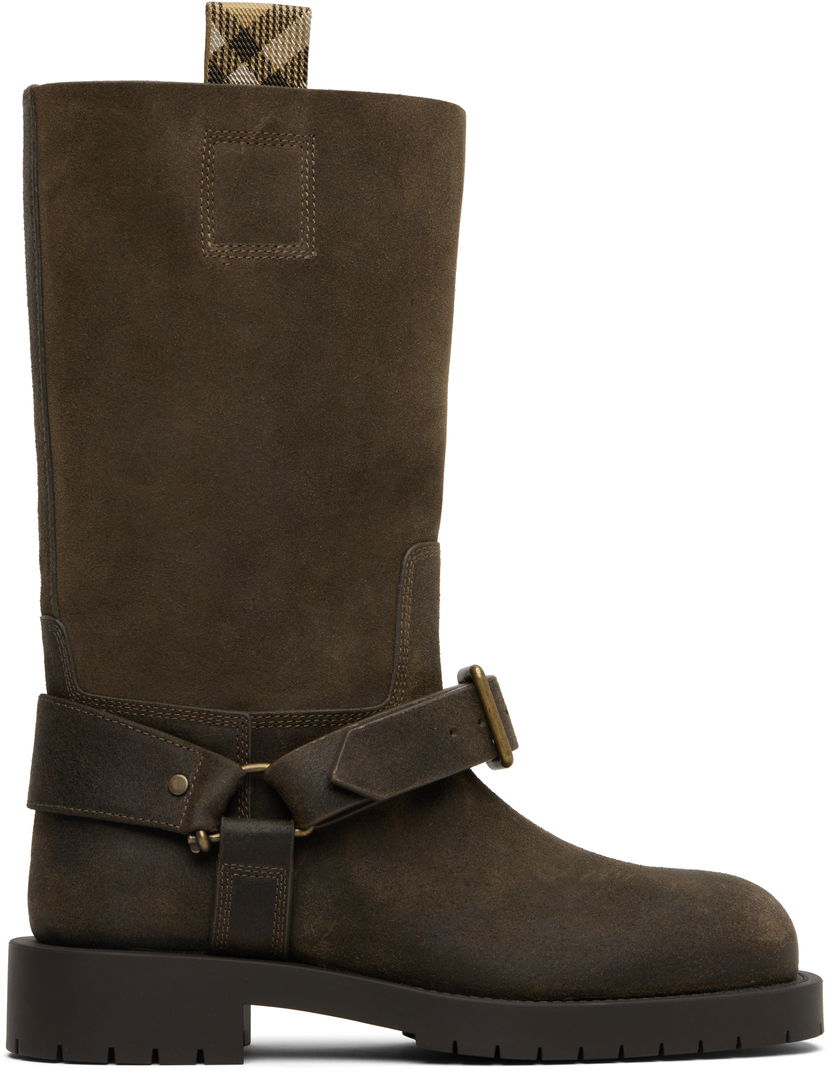 Кецове и обувки Burberry Burberry Suede Soft Saddle Low Boots Кафяво | 8113016